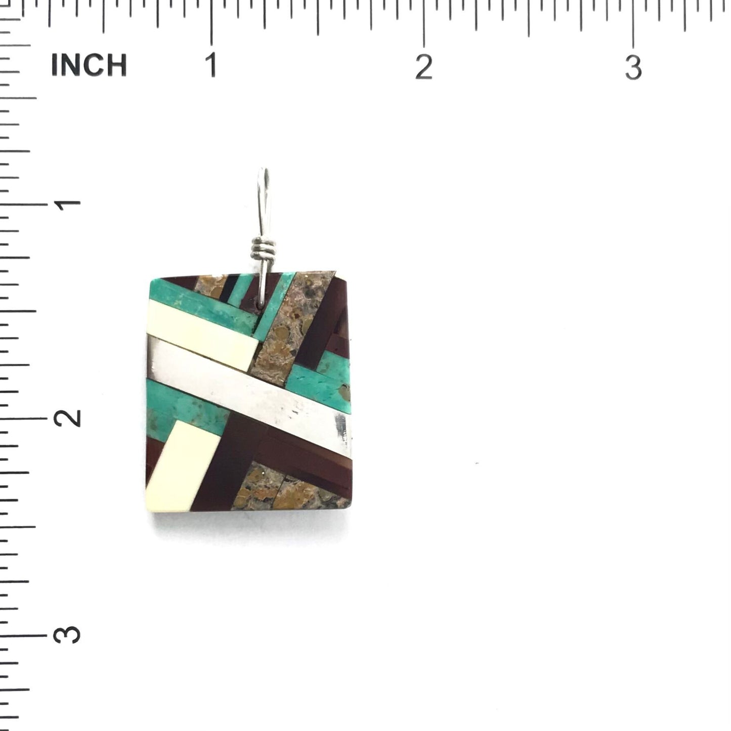 Stephanie Medina Multi-Gemstone Mosaic Inlay Pendant-Indian Pueblo Store