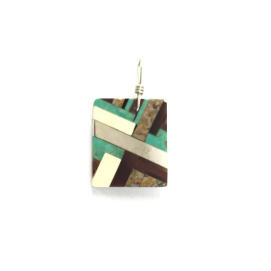 Stephanie Medina Multi-Gemstone Mosaic Inlay Pendant-Indian Pueblo Store