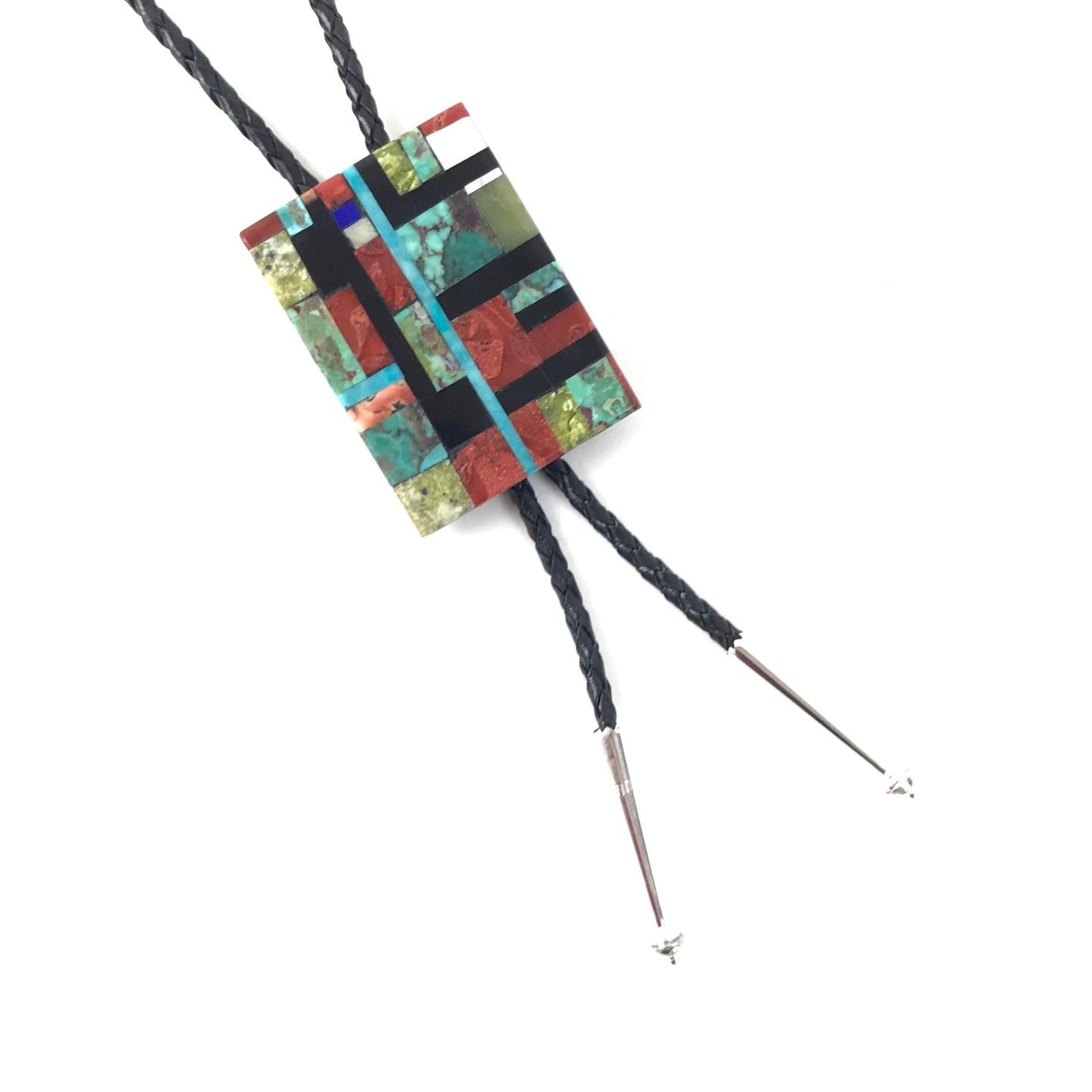 Joe and Marilyn Pacheco Multi-Gemstone Mosaic Bolo Tie-Indian Pueblo Store