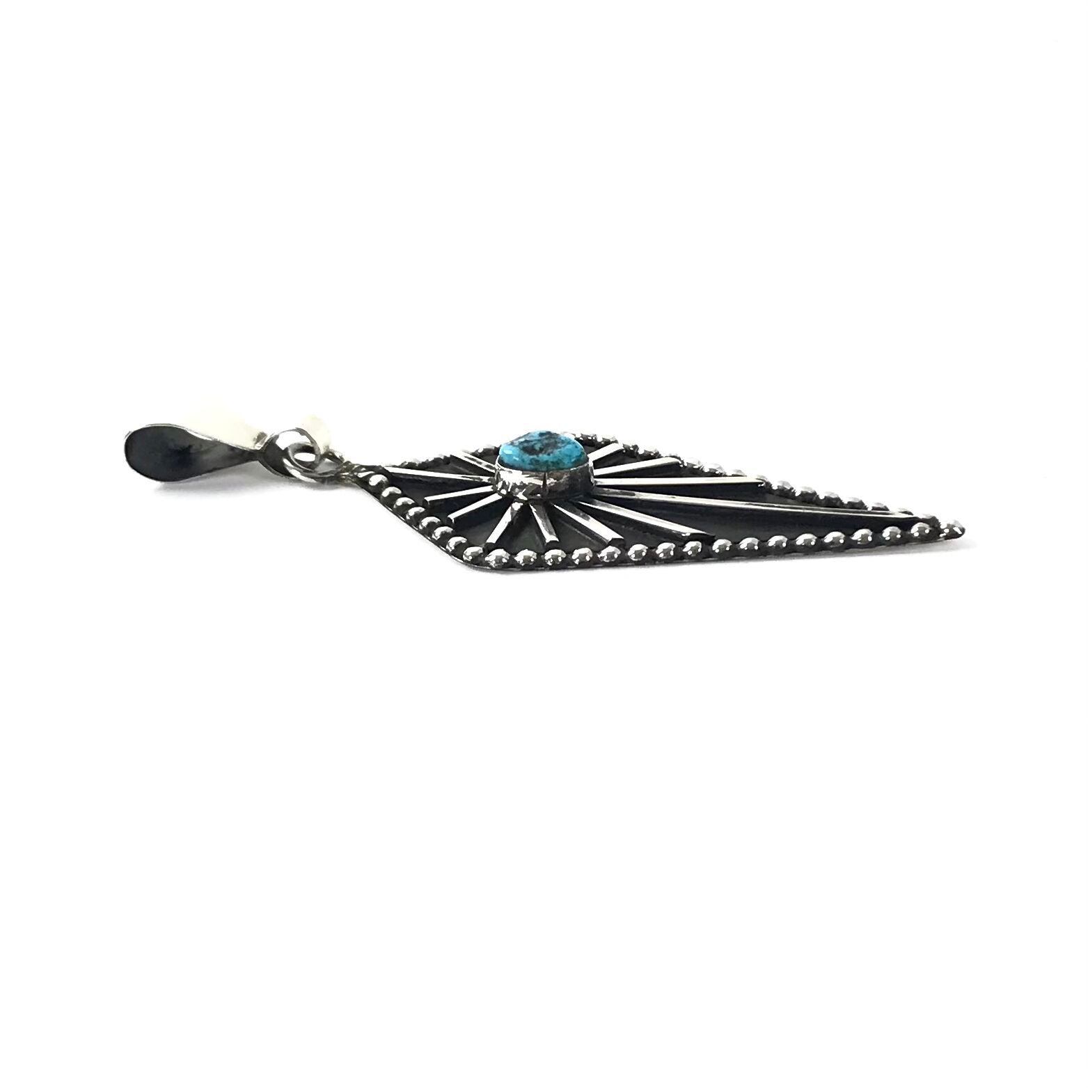 Tom Hawk Yazzie Turquoise Diamond Pendant-Indian Pueblo Store