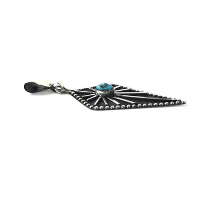 Tom Hawk Yazzie Turquoise Diamond Pendant-Indian Pueblo Store
