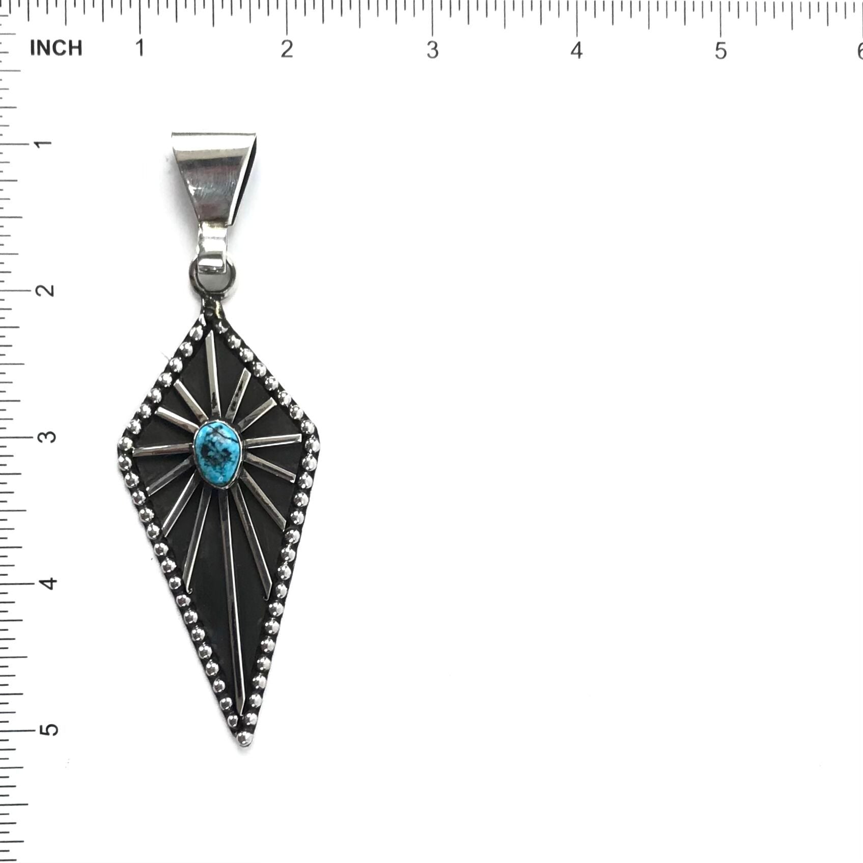 Tom Hawk Yazzie Turquoise Diamond Pendant-Indian Pueblo Store