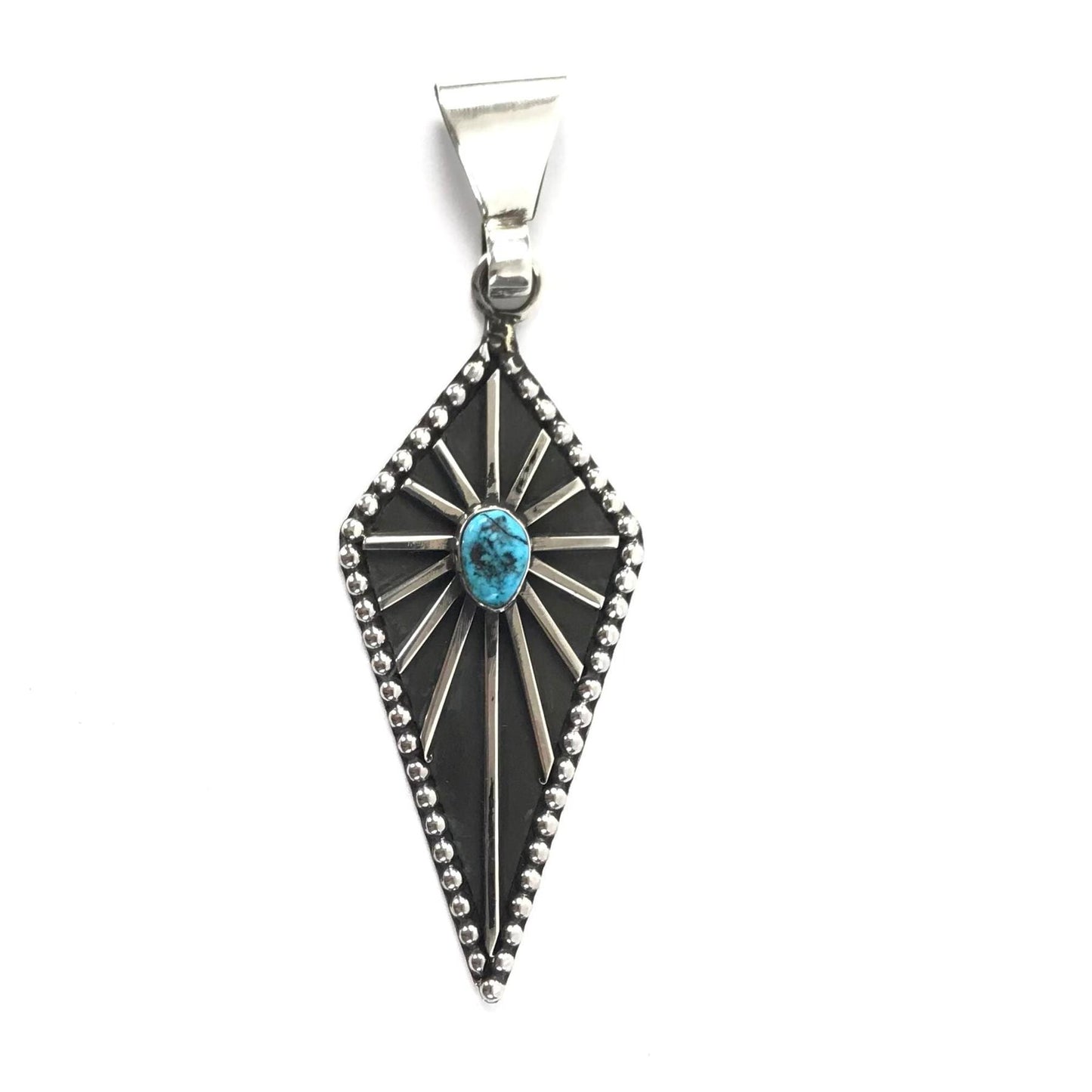 Tom Hawk Yazzie Turquoise Diamond Pendant-Indian Pueblo Store