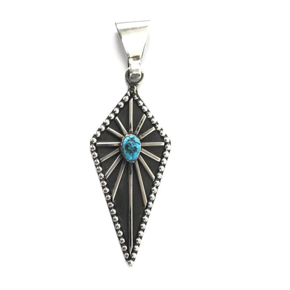 Tom Hawk Yazzie Turquoise Diamond Pendant-Indian Pueblo Store