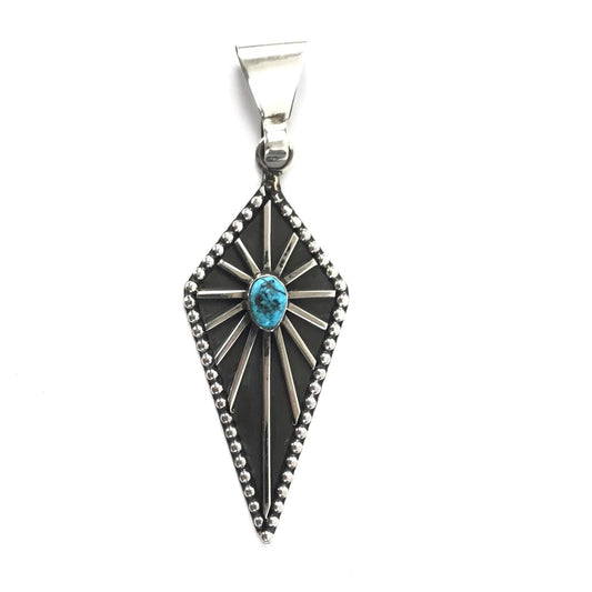 Tom Hawk Yazzie Turquoise Diamond Pendant-Indian Pueblo Store
