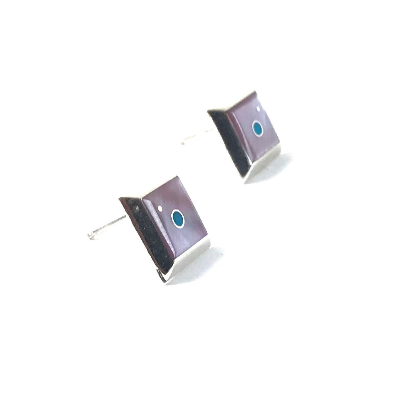 Veronica Benally Pink Mother of Pearl Earrings-Indian Pueblo Store