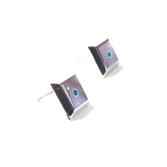 Veronica Benally Pink Mother of Pearl Earrings-Indian Pueblo Store