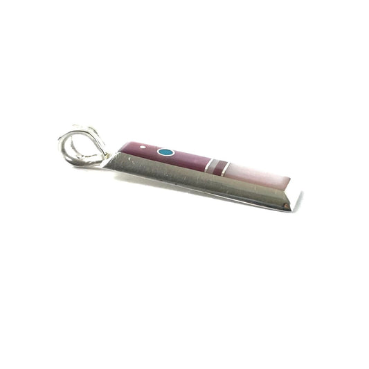 Veronica Benally Pink Mother of Pearl Inlay Pendant-Indian Pueblo Store