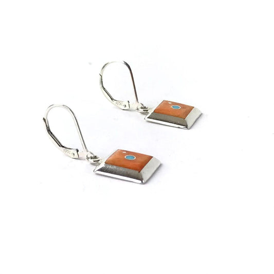 Veronica Benally Orange Spiny Oyster Shell Earrings-Indian Pueblo Store