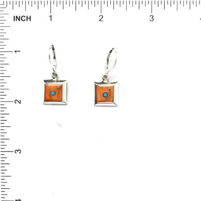 Veronica Benally Orange Spiny Oyster Shell Earrings-Indian Pueblo Store