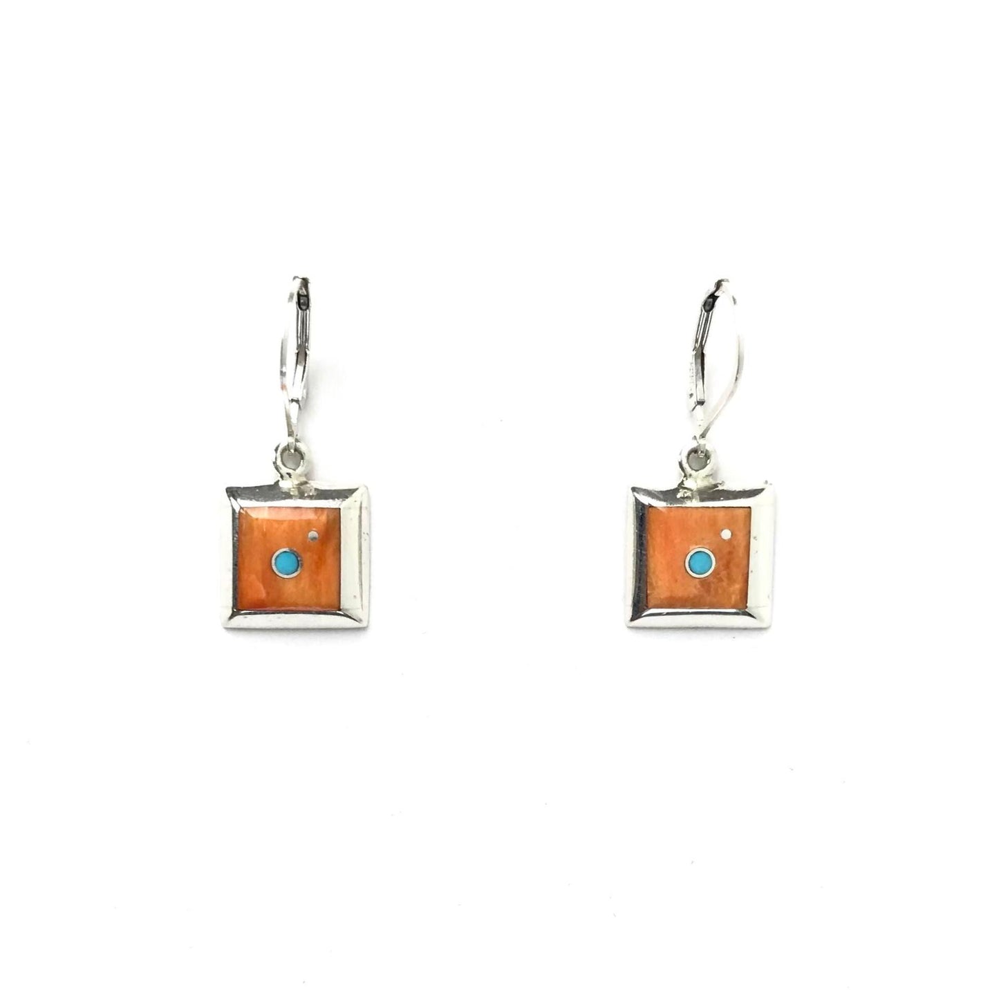 Veronica Benally Orange Spiny Oyster Shell Earrings-Indian Pueblo Store