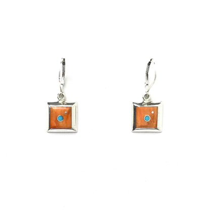 Veronica Benally Orange Spiny Oyster Shell Earrings-Indian Pueblo Store