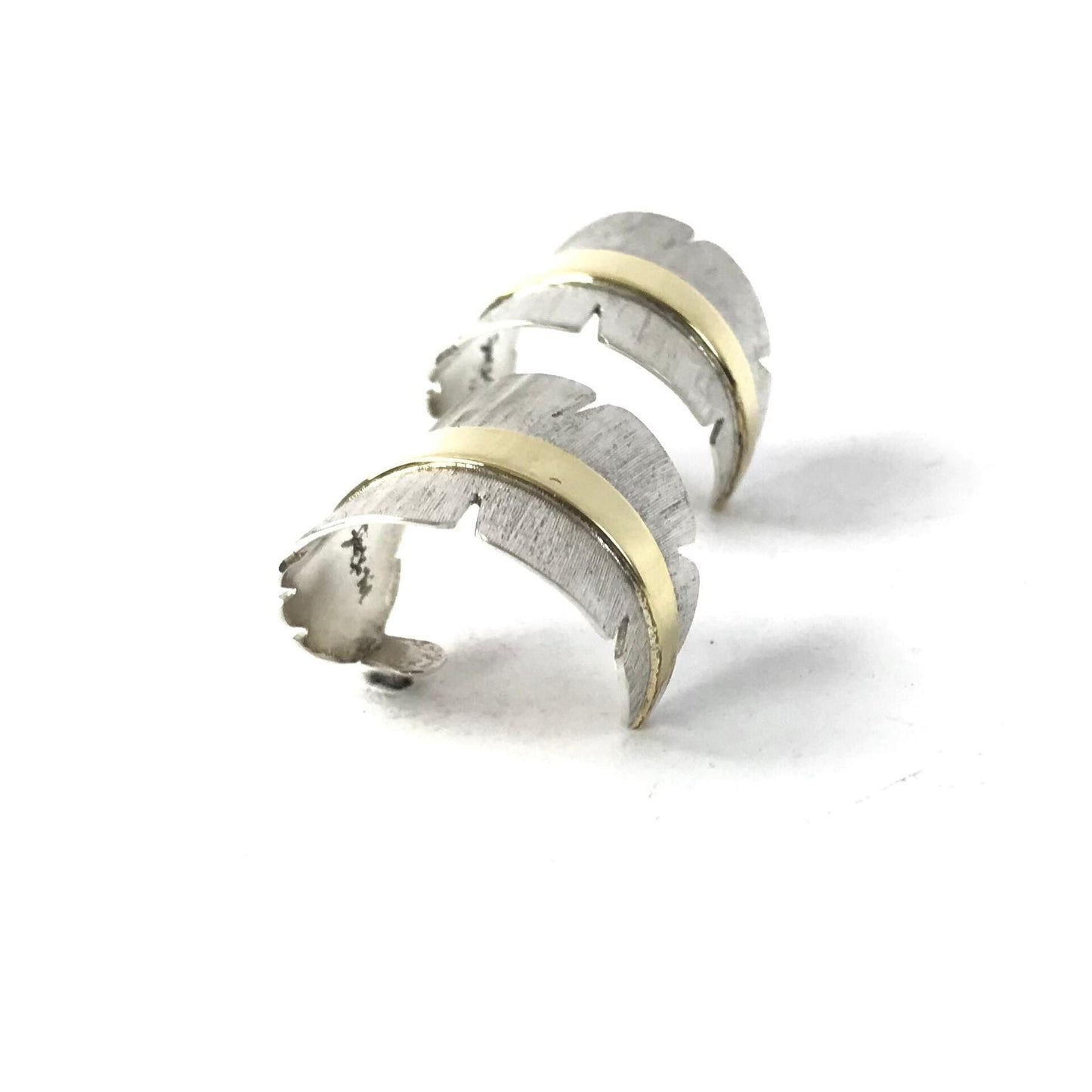 Michael and Elizabeth Kirk Wide Sterling Silver Half Hoops with a 18K Stem-Indian Pueblo Store