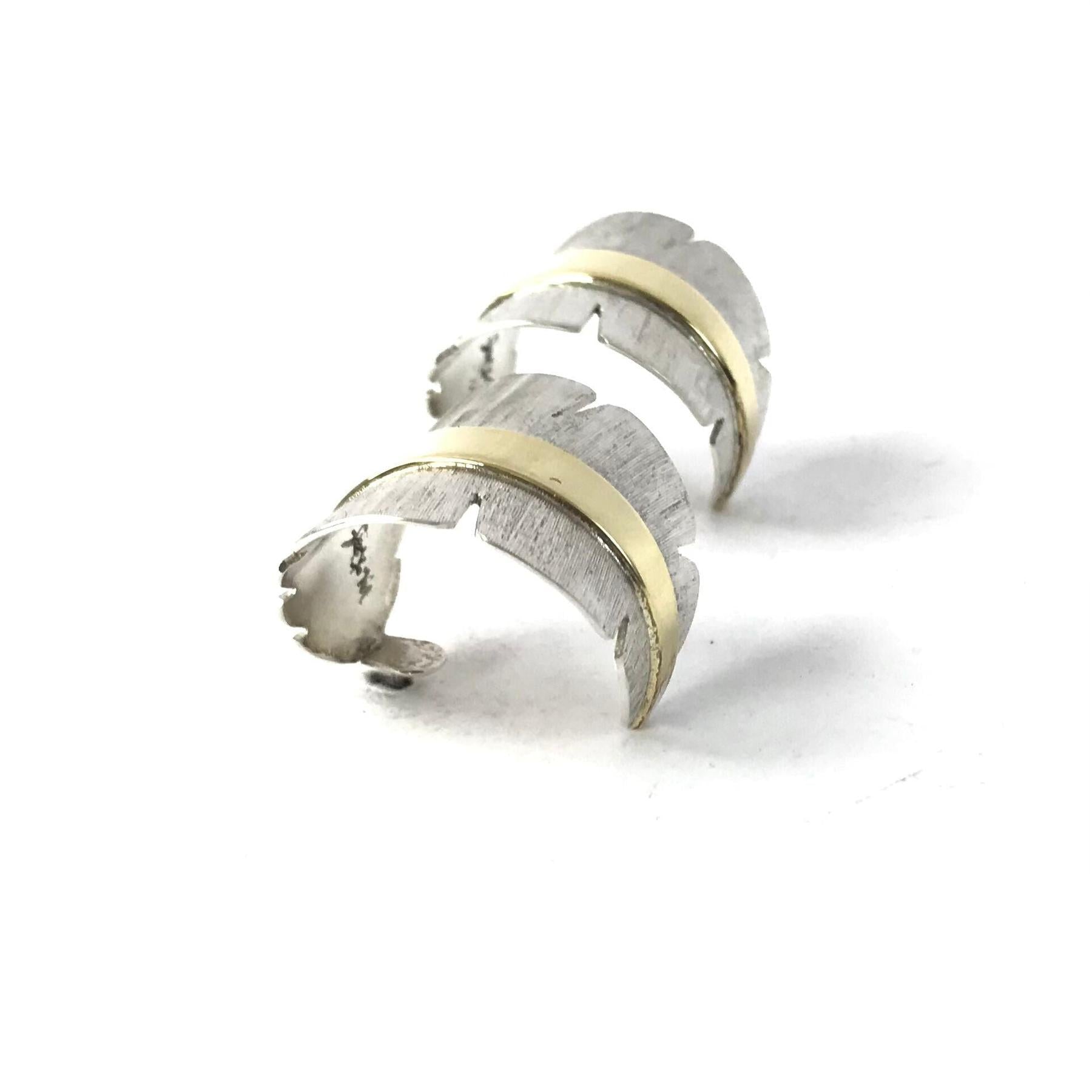 Michael and Elizabeth Kirk Wide Sterling Silver Half Hoops with a 18K Stem-Indian Pueblo Store