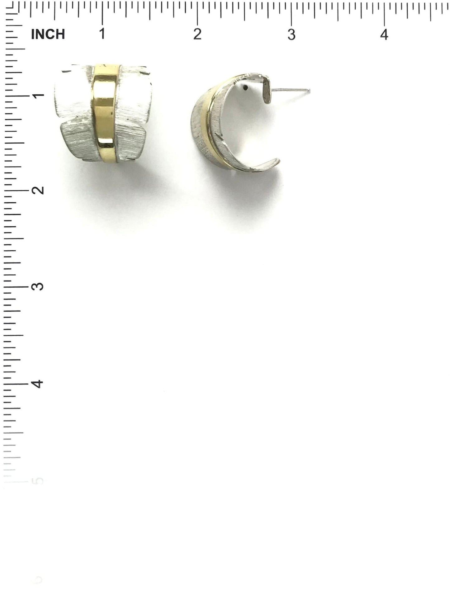 Michael and Elizabeth Kirk Wide Sterling Silver Half Hoops with a 18K Stem-Indian Pueblo Store