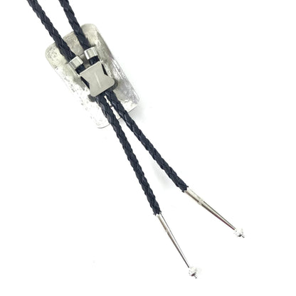 Wilbur Myers Turquoise and Coral Stamped Bolo Tie-Indian Pueblo Store