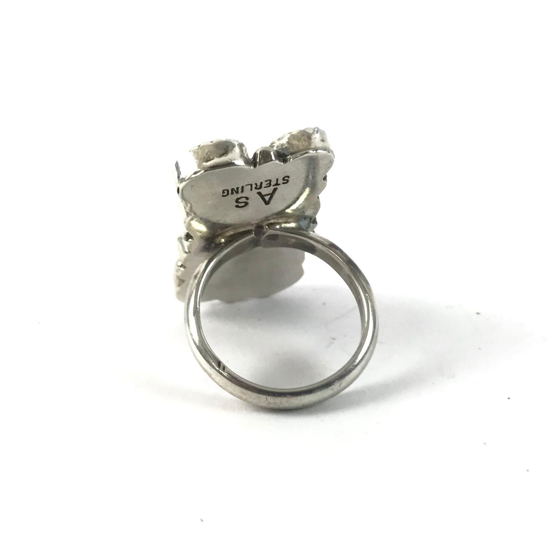 Anna Spencer Coral Rectangle Cluster Ring-Indian Pueblo Store