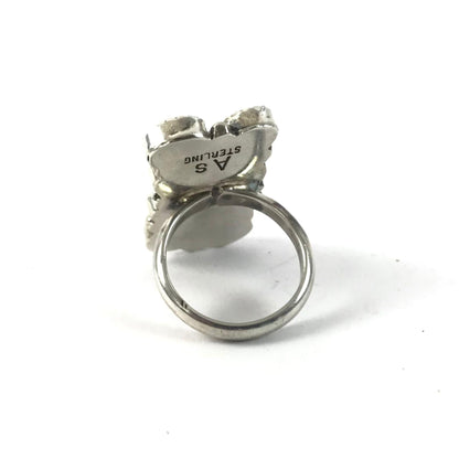 Anna Spencer Coral Rectangle Cluster Ring-Indian Pueblo Store