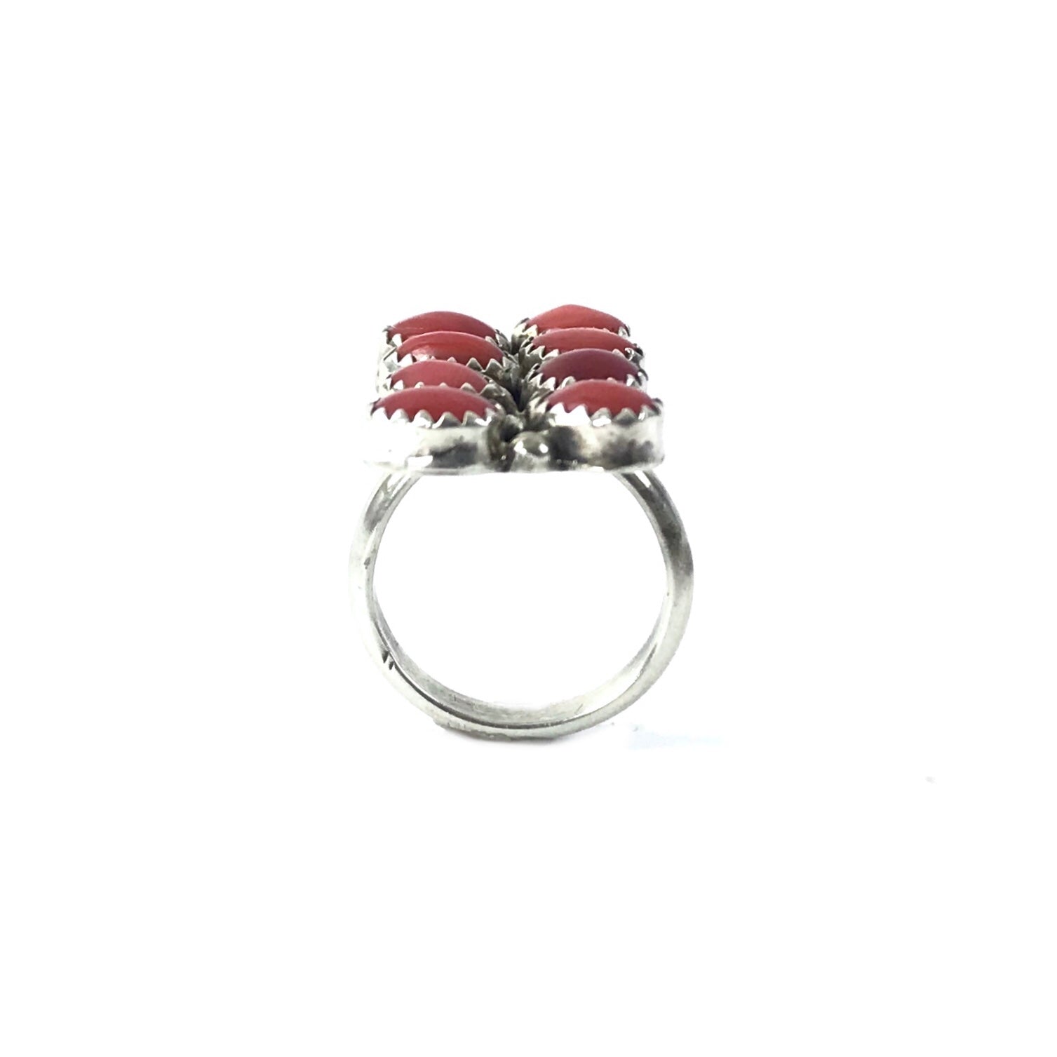 Anna Spencer Coral Rectangle Cluster Ring-Indian Pueblo Store