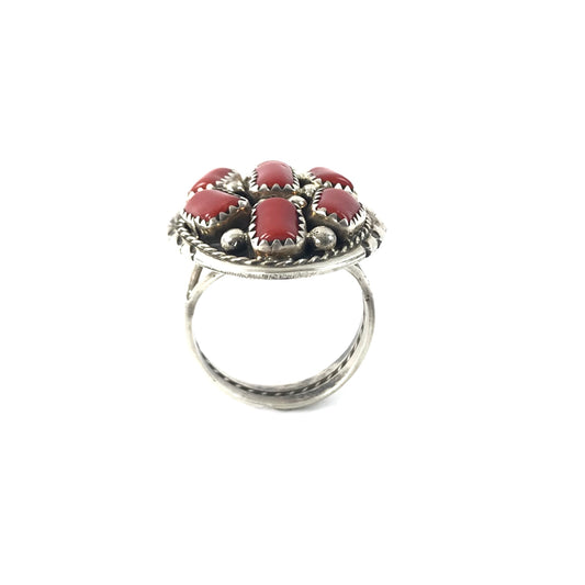 Margie Chee Coral Cluster Ring-Indian Pueblo Store