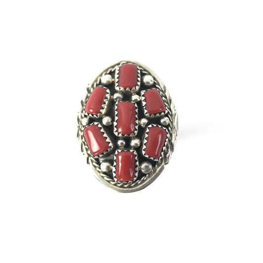 Margie Chee Coral Cluster Ring-Indian Pueblo Store
