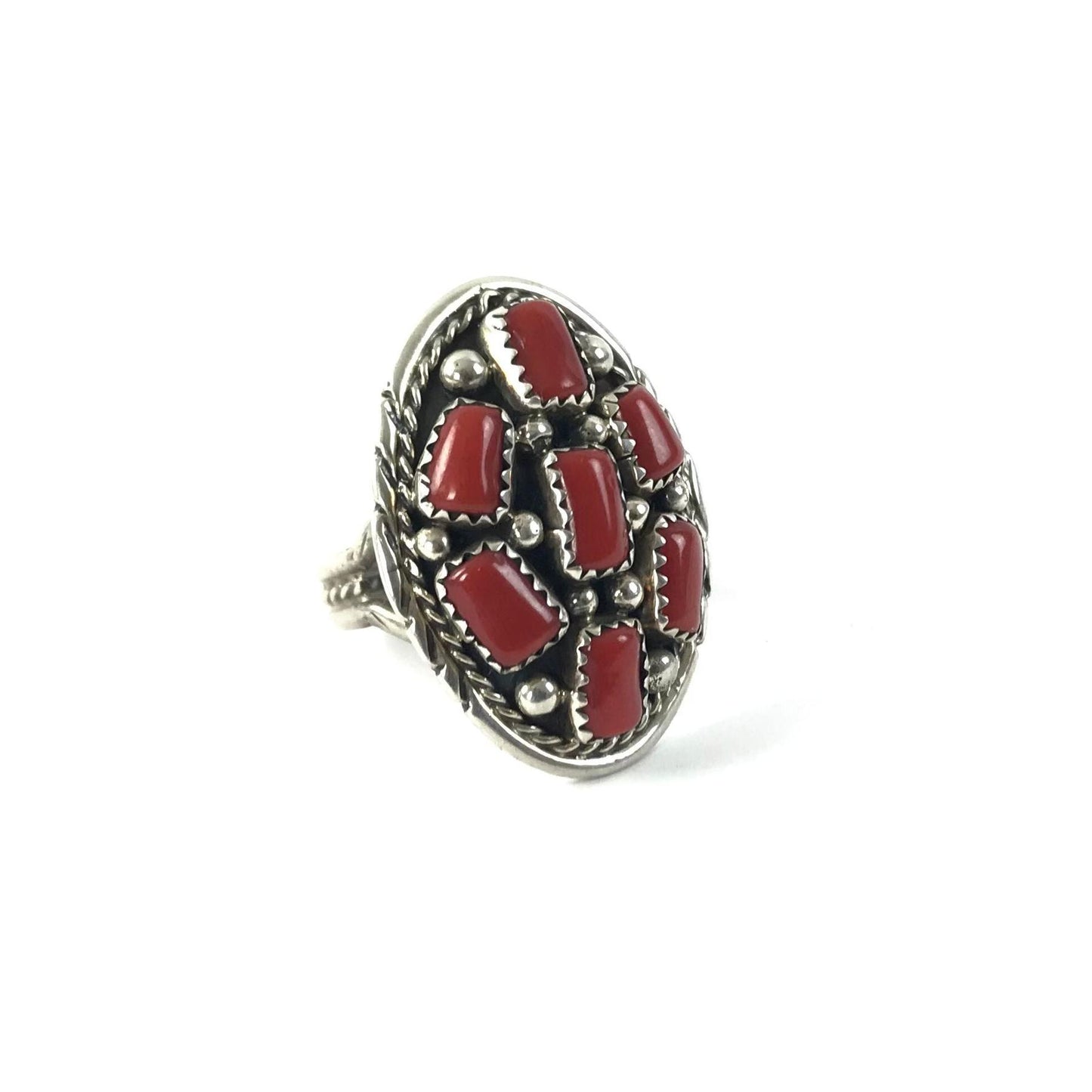 Margie Chee Coral Cluster Ring-Indian Pueblo Store