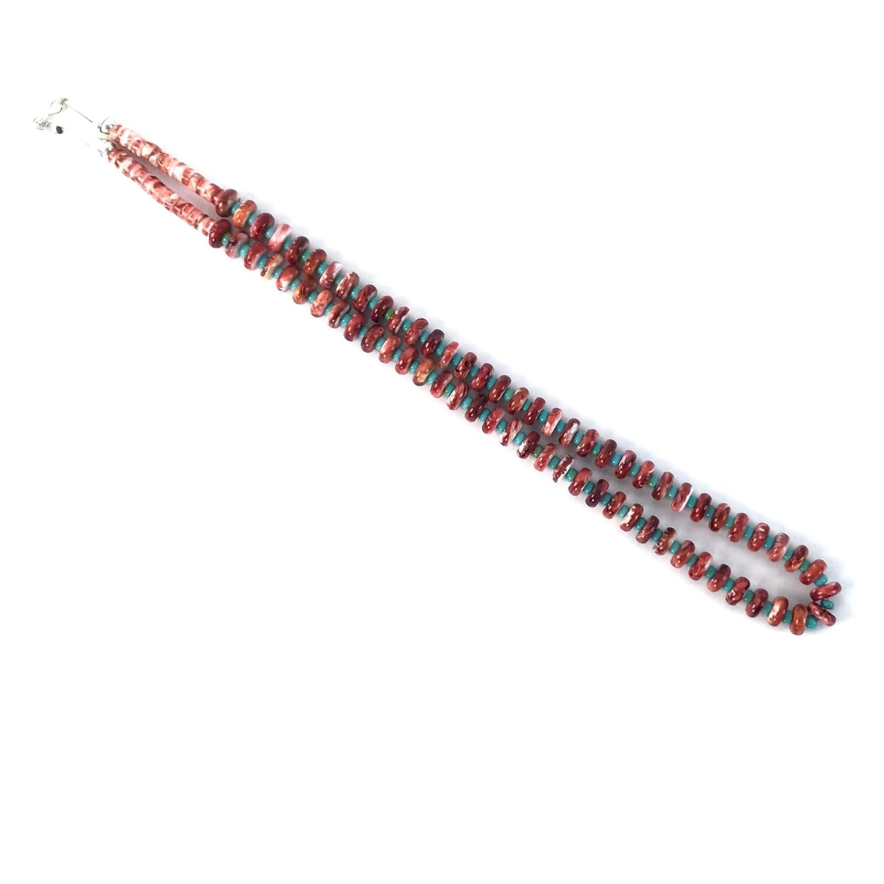 Robert L. Coriz Spiny Oyster Shell and Turquoise Necklace and Earring Set-Indian Pueblo Store