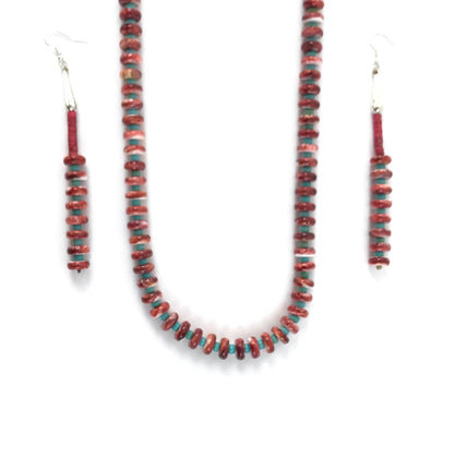 Robert L. Coriz Spiny Oyster Shell and Turquoise Necklace and Earring Set-Indian Pueblo Store