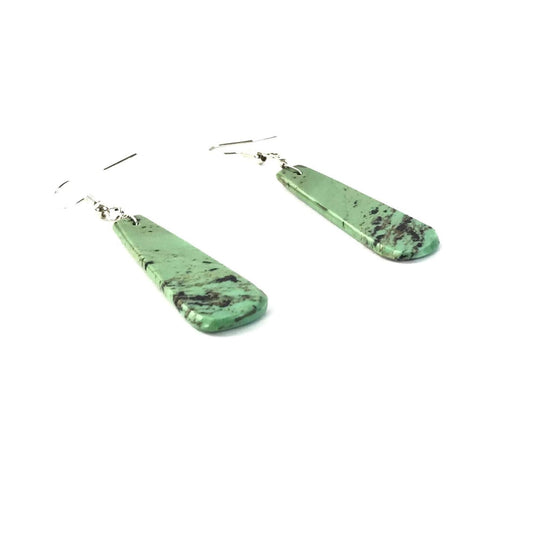 James Crespin Green Turquoise Slab Dangle Earring-Indian Pueblo Store