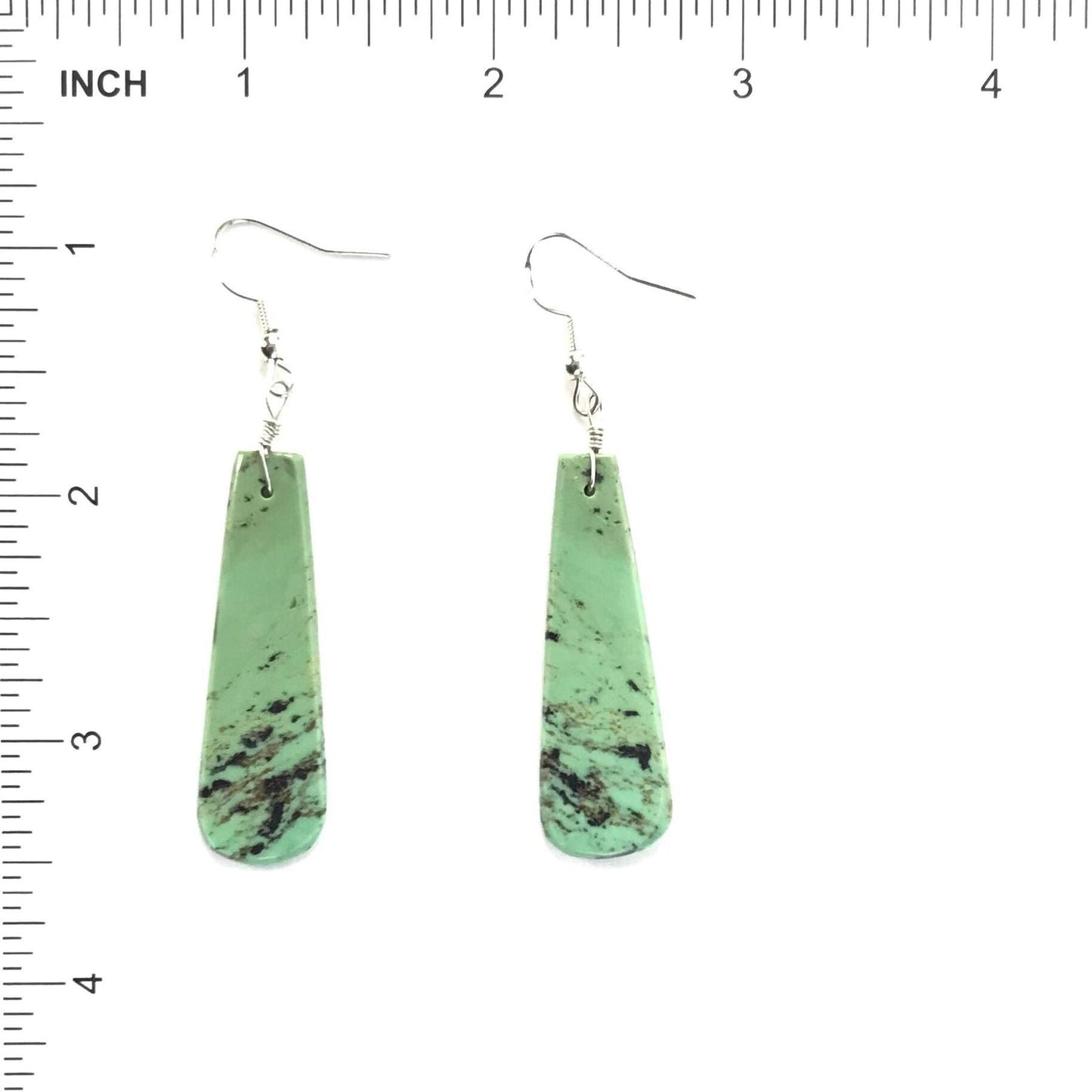James Crespin Green Turquoise Slab Dangle Earring-Indian Pueblo Store