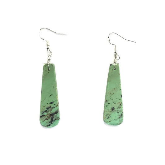 James Crespin Green Turquoise Slab Dangle Earring-Indian Pueblo Store