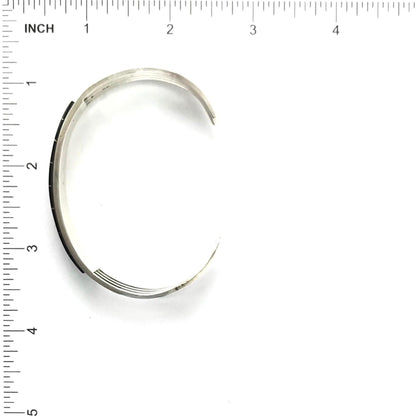 Anson and Letitia Wallace Jet Triple Row Inlay Bracelet-Indian Pueblo Store