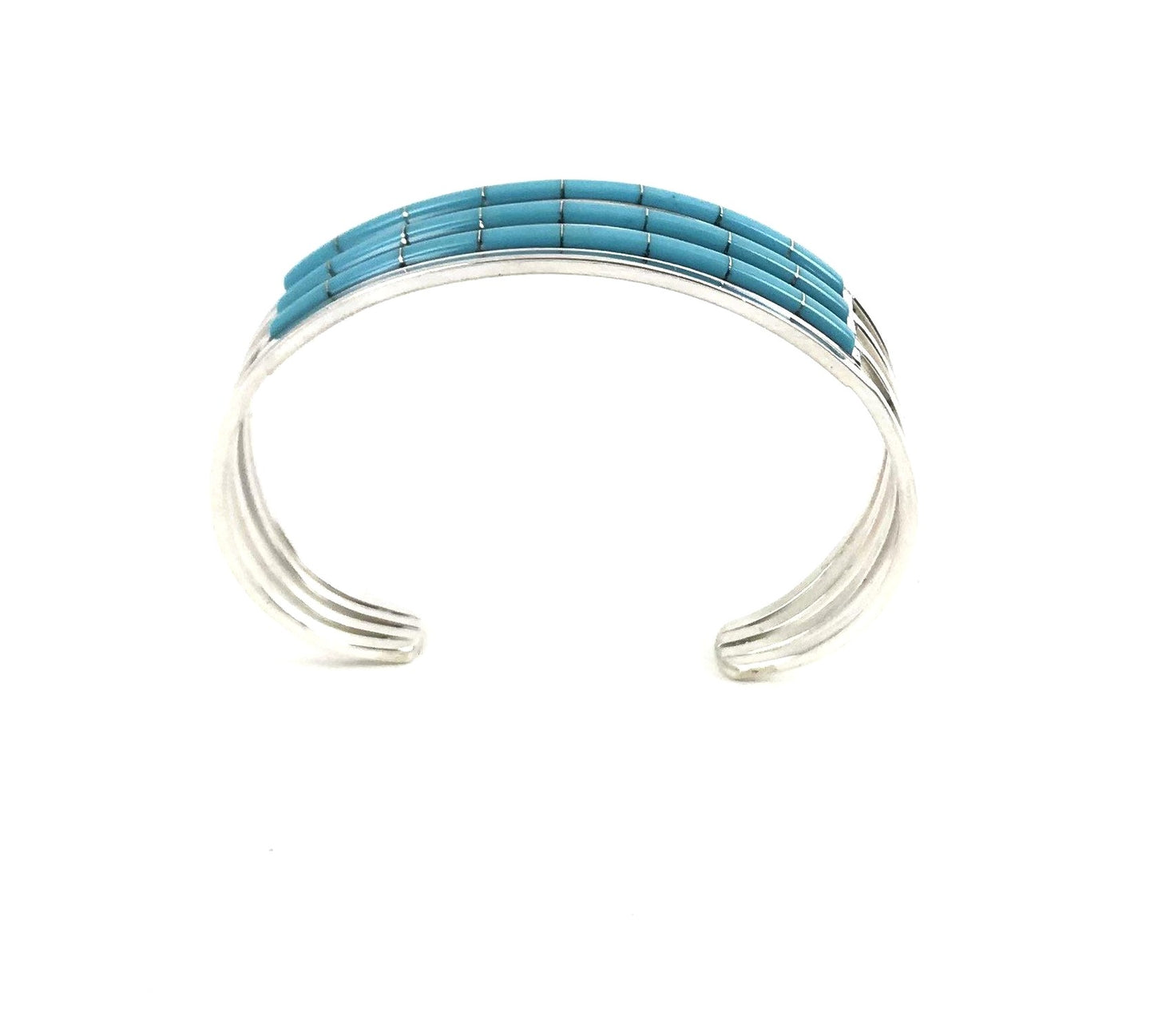 Anson Wallace Triple Row Inlay Bracelet-Turquoise-Indian Pueblo Store