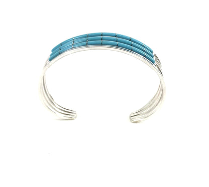 Anson Wallace Triple Row Inlay Bracelet-Turquoise-Indian Pueblo Store