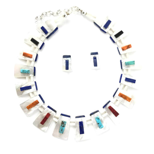 James Crespin Lapis Multi-Gemstone Lady Maiden Collar Necklace and Earring Set-Indian Pueblo Store