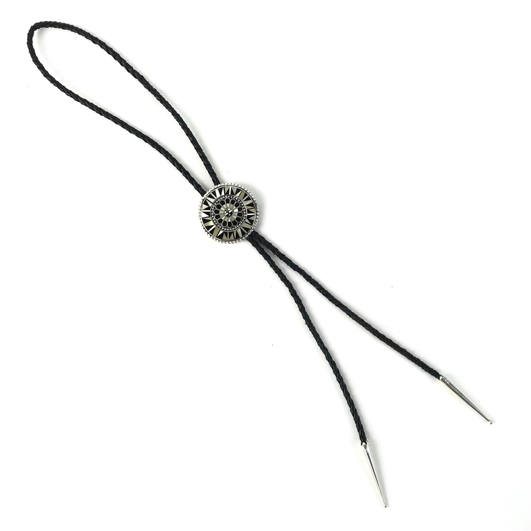 April Unkestine Inlay Sunface Cluster Bolo Tie-Indian Pueblo Store
