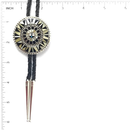 April Unkestine Inlay Sunface Cluster Bolo Tie-Indian Pueblo Store