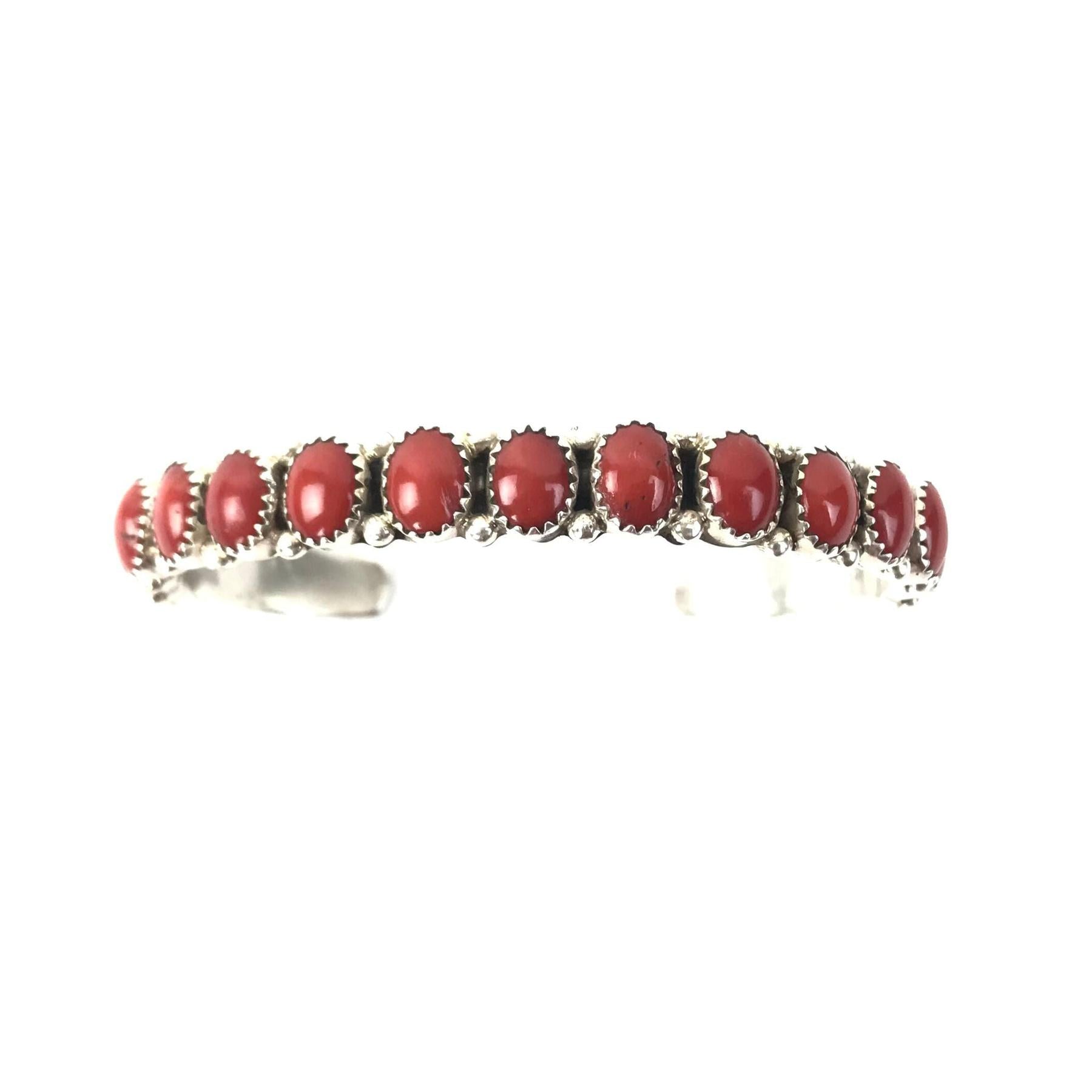Arnold Maloney Coral Navajo-Style Petit Point Bracelet-Indian Pueblo Store