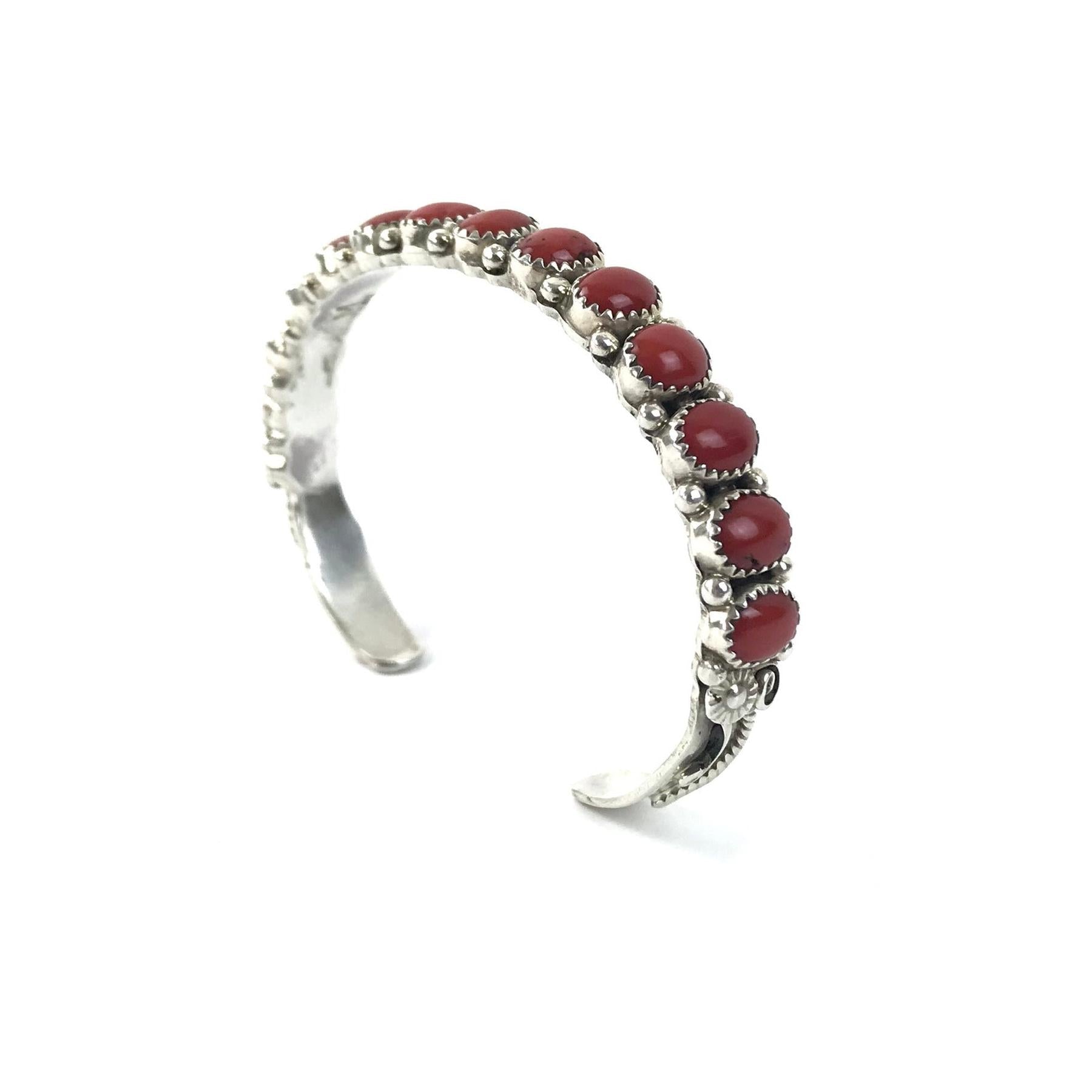 Arnold Maloney Coral Navajo-Style Petit Point Bracelet-Indian Pueblo Store