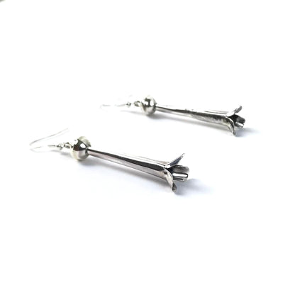 Lenora Garcia Sterling Silver Squash Blossom Earrings-Indian Pueblo Store