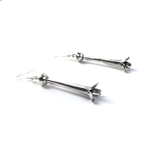 Lenora Garcia Sterling Silver Squash Blossom Earrings-Indian Pueblo Store