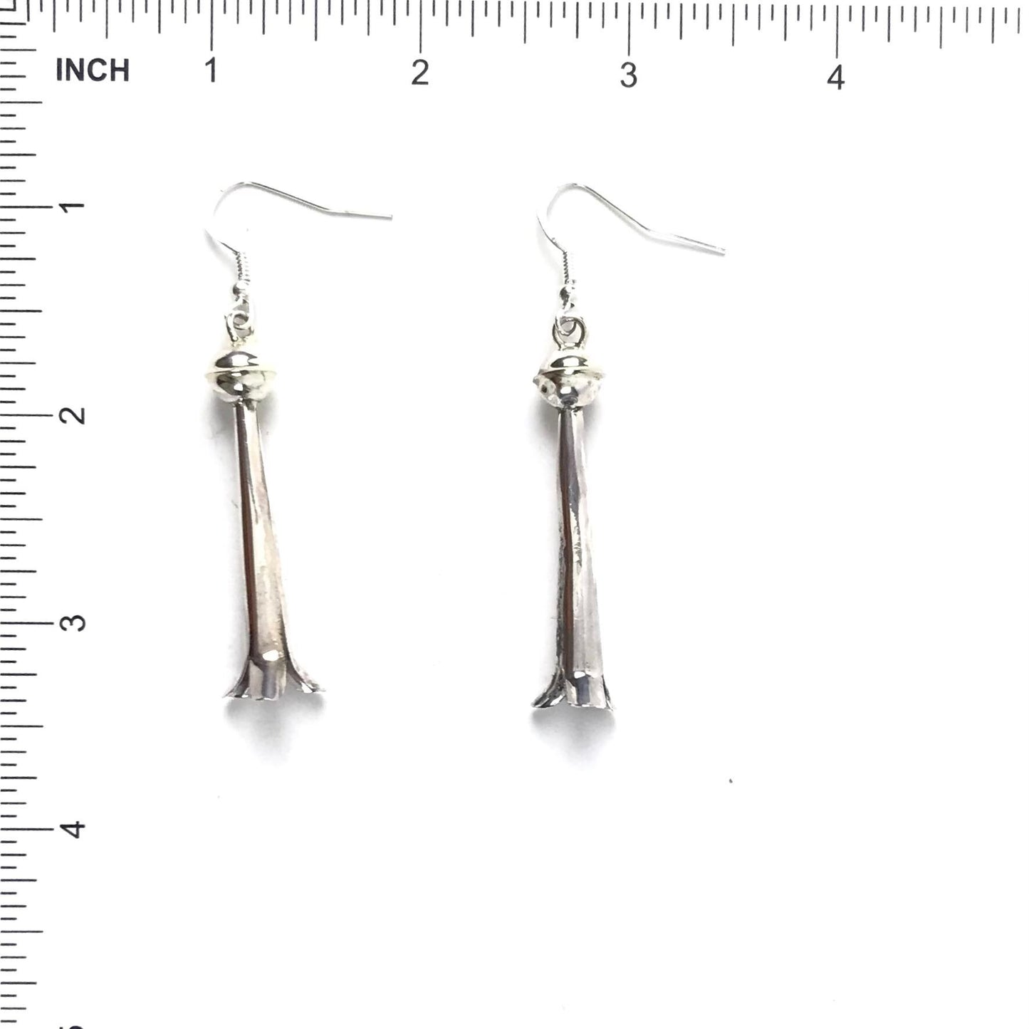 Lenora Garcia Sterling Silver Squash Blossom Earrings-Indian Pueblo Store