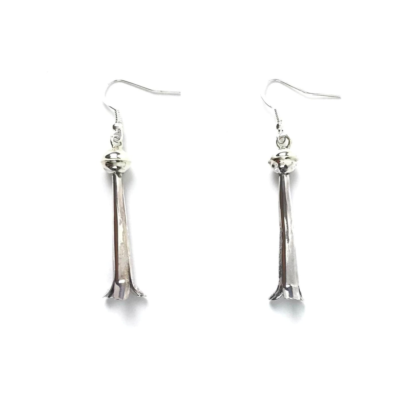 Lenora Garcia Sterling Silver Squash Blossom Earrings-Indian Pueblo Store