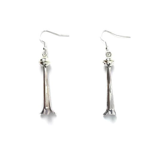 Lenora Garcia Sterling Silver Squash Blossom Earrings-Indian Pueblo Store