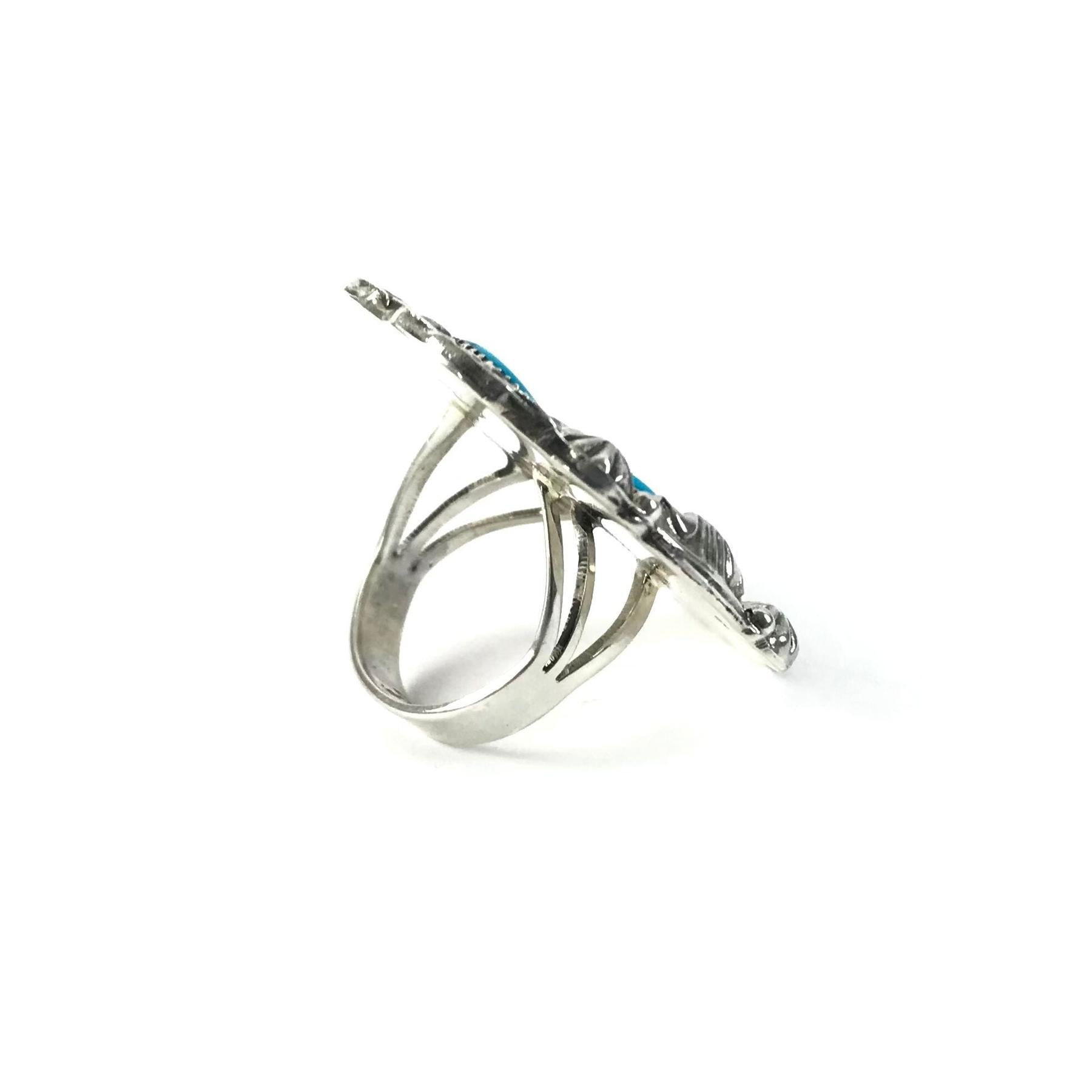 Harold Becenti Turquoise Oval RIng-Indian Pueblo Store