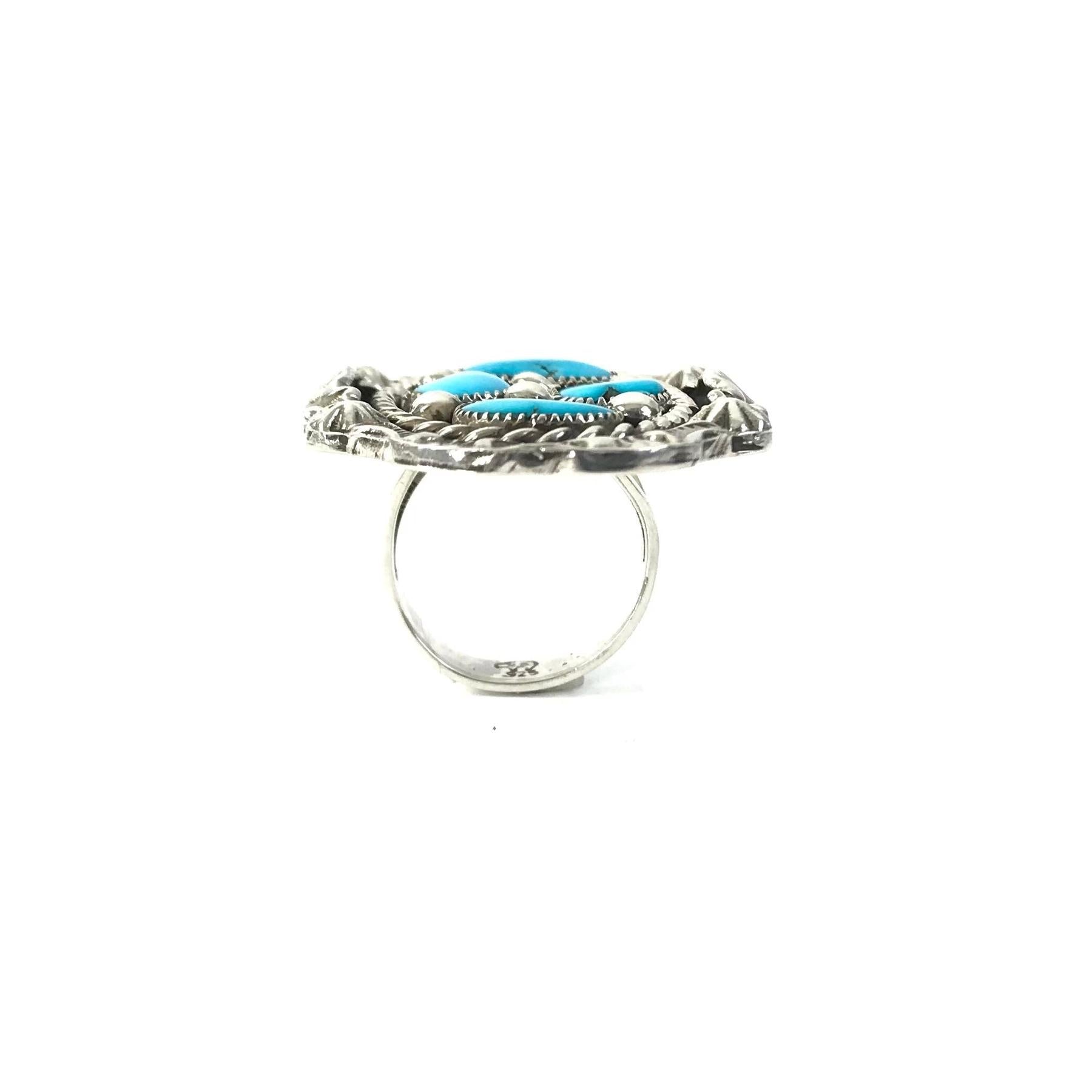 Harold Becenti Turquoise Oval RIng-Indian Pueblo Store