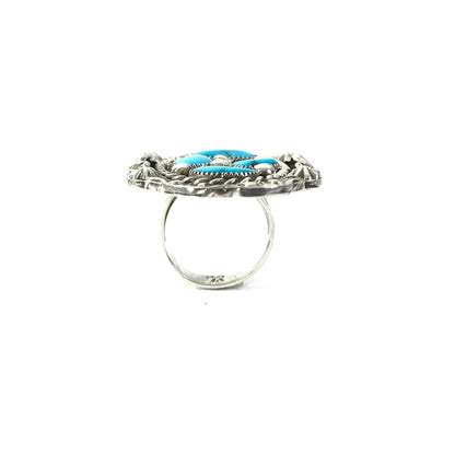 Harold Becenti Turquoise Oval RIng-Indian Pueblo Store