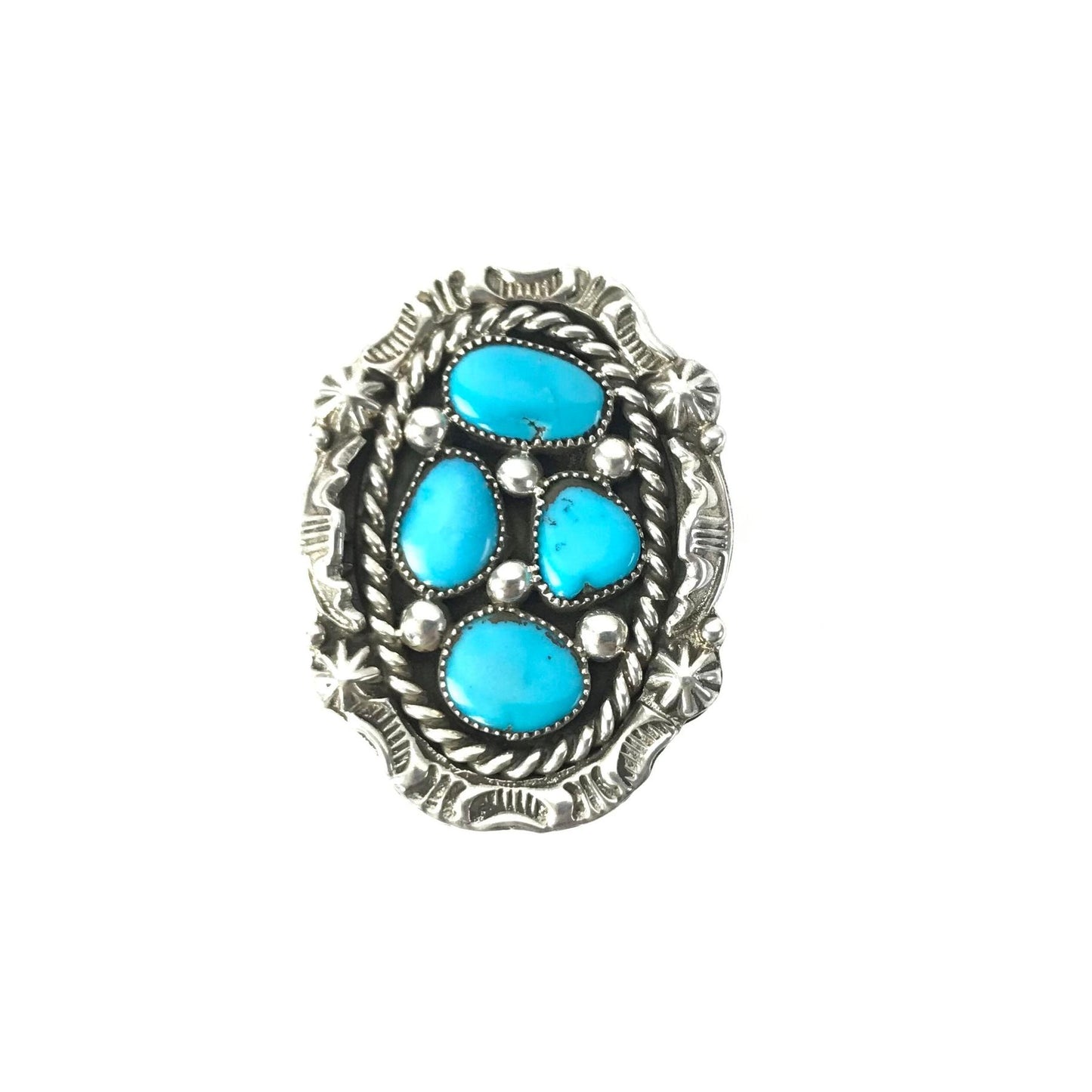 Harold Becenti Turquoise Oval RIng-Indian Pueblo Store