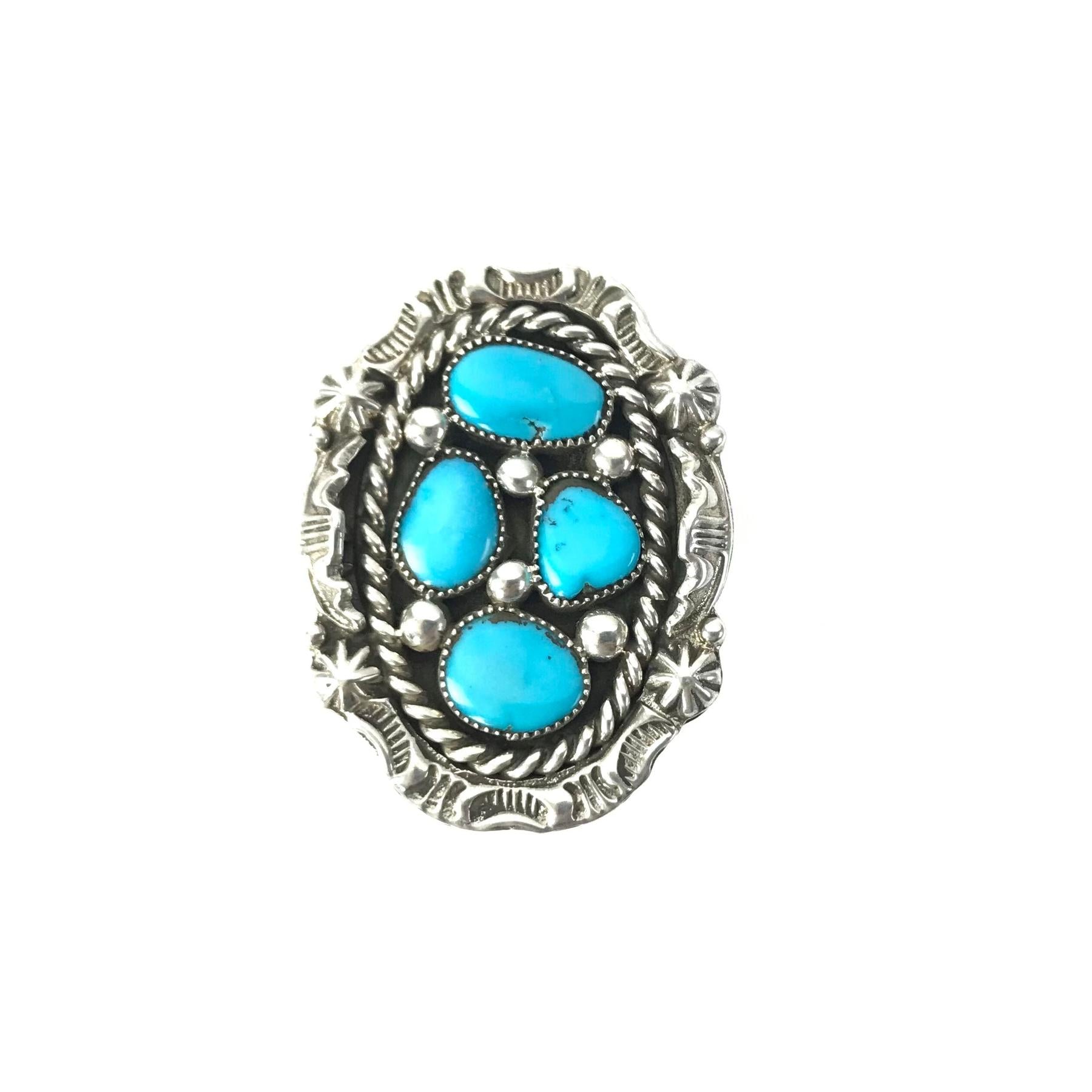 Harold Becenti Turquoise Oval RIng-Indian Pueblo Store