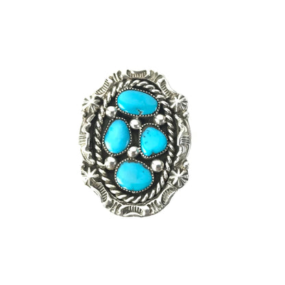 Harold Becenti Turquoise Oval RIng-Indian Pueblo Store